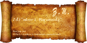 Zámbori Manassé névjegykártya